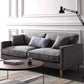 Fabric Slipcovered Sofa Dark Grey Square Arm Sofa with 3 Pillows