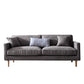 Fabric Slipcovered Sofa Dark Grey Square Arm Sofa with 3 Pillows