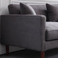 Fabric Slipcovered Sofa Dark Grey Square Arm Sofa with 3 Pillows
