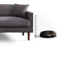 Fabric Slipcovered Sofa Dark Grey Square Arm Sofa with 3 Pillows