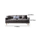 Fabric Slipcovered Sofa Dark Grey Square Arm Sofa with 3 Pillows