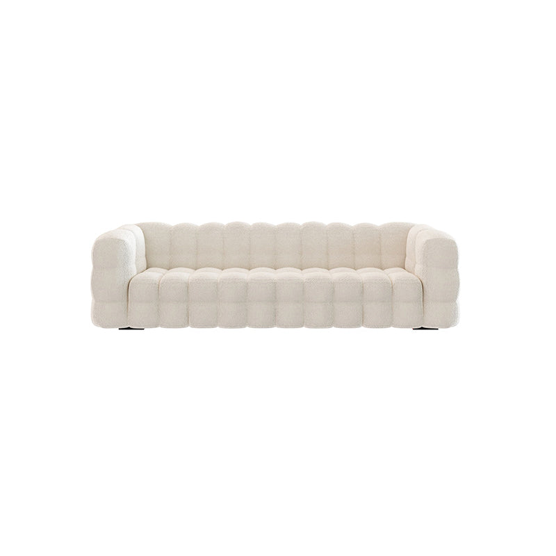 White Biscuit Back Sofa Stain Resistant Modern Tuxedo Arm Sofa 106"L x 39"W x 30"H Clearhalo 'furn' 'furn_sofas' 'Furniture' 'Living Room Furniture' 'Sofa' 'sofas' 5981281