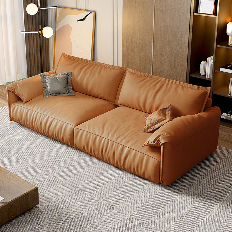 Orange Pillow Top Arm Sofa Modern 2/3/4-seater Faux Leather Sofa