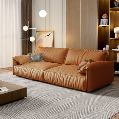 Orange Pillow Top Arm Sofa Modern 2/3/4-seater Faux Leather Sofa