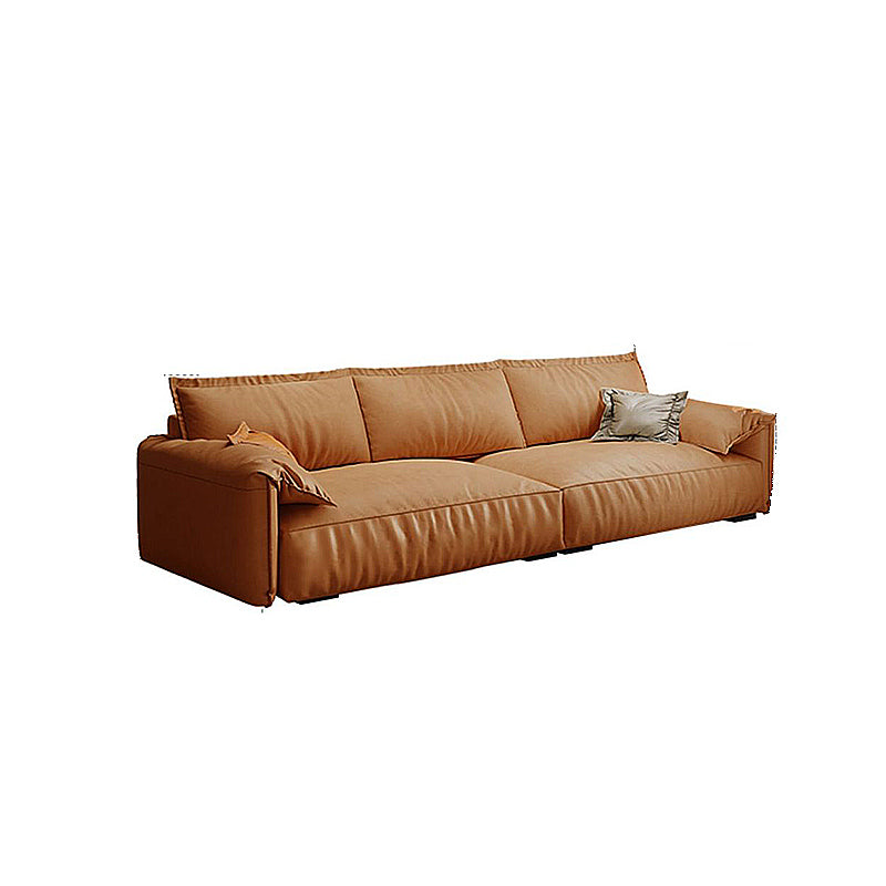 Orange Pillow Top Arm Sofa Modern 2/3/4-seater Faux Leather Sofa