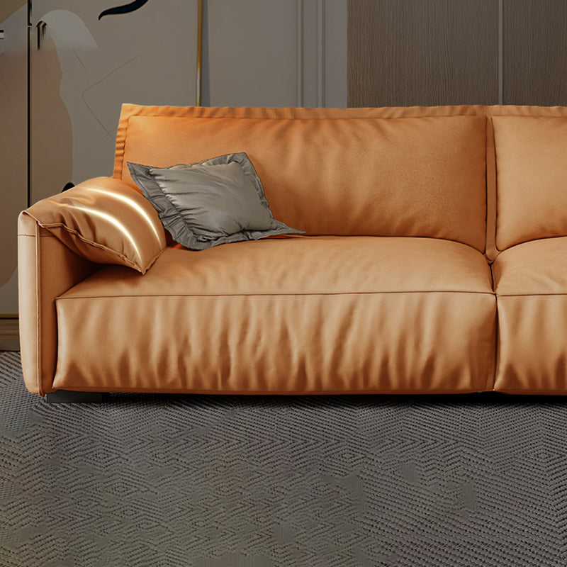 Orange Pillow Top Arm Sofa Modern 2/3/4-seater Faux Leather Sofa