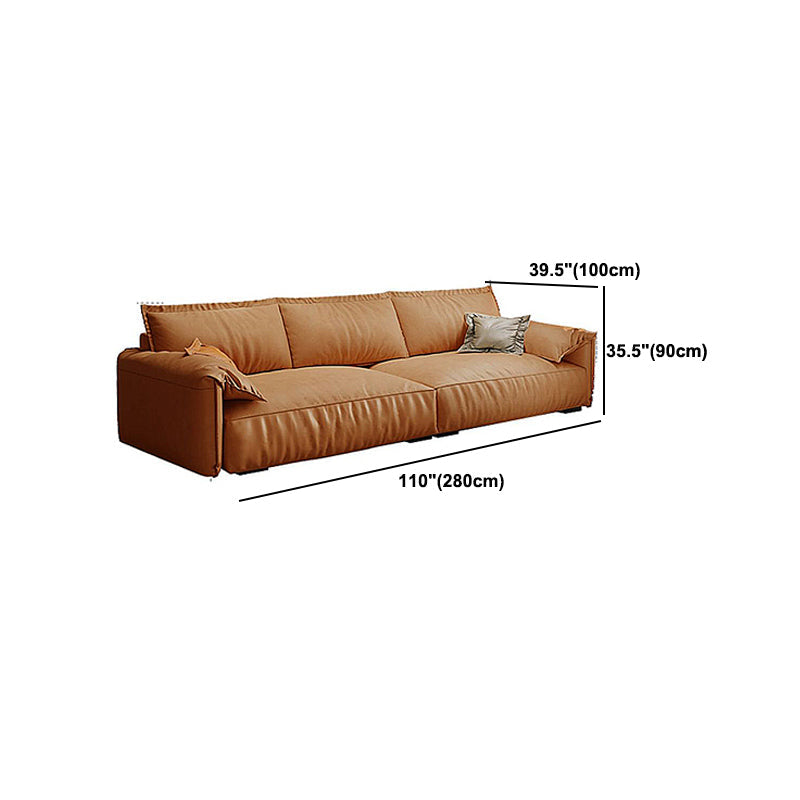 Orange Pillow Top Arm Sofa Modern 2/3/4-seater Faux Leather Sofa