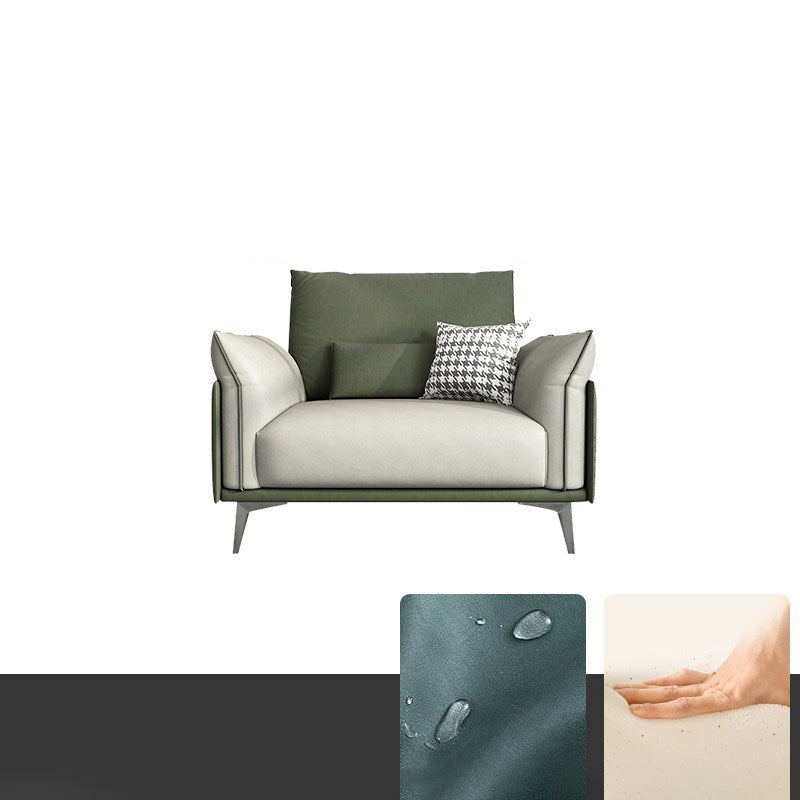 Contemporary Color Block Sofa Stain Resistant Flared Arm Sofa