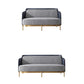 Modern Swallow Gird Sofa Fabric and Leather Sloped Arm Sofa in Blue
