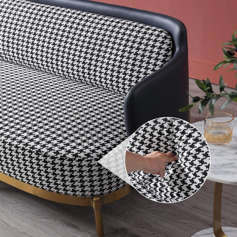 Modern Swallow Gird Sofa Fabric and Leather Sloped Arm Sofa in Blue