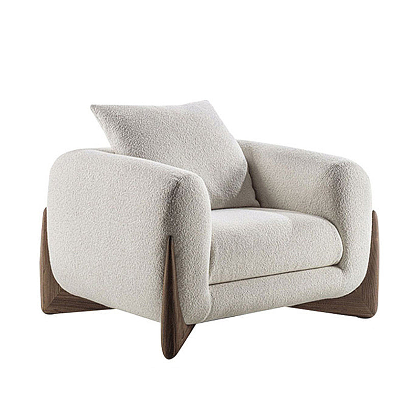 Weißer Smoking -Arm -Sofa modern 27,16 "hohes Sofa mit Holzakzenten