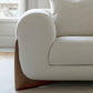 Weißer Smoking -Arm -Sofa modern 27,16 "hohes Sofa mit Holzakzenten