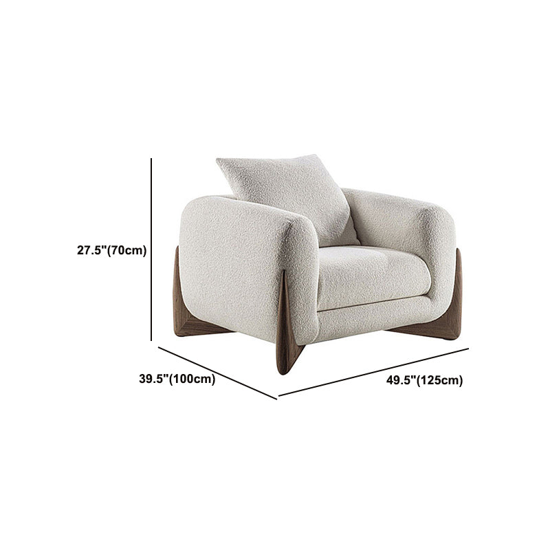 Weißer Smoking -Arm -Sofa modern 27,16 "hohes Sofa mit Holzakzenten