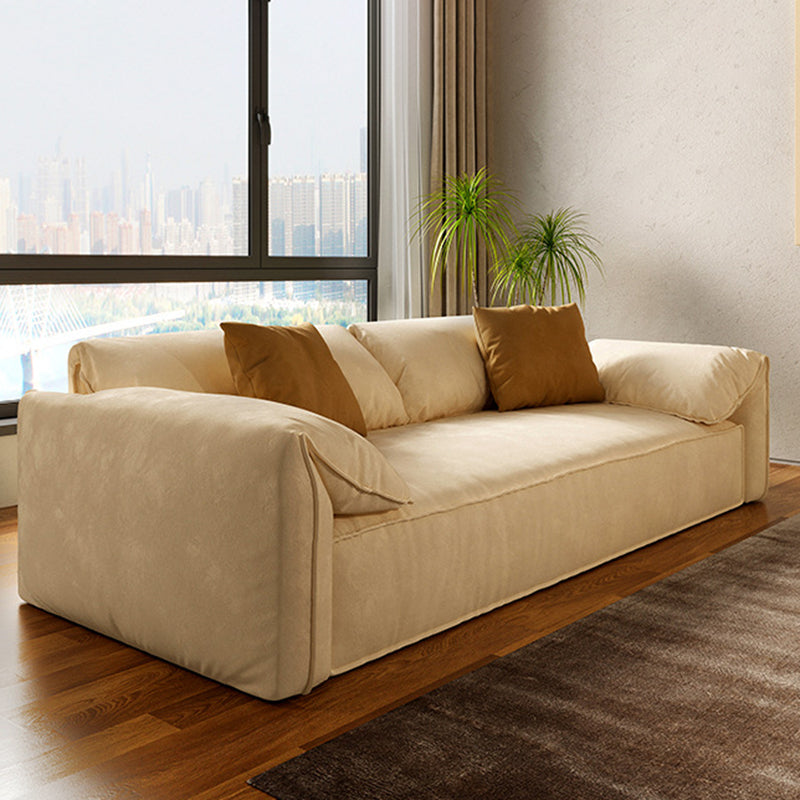 Ivory Faux Leather Sofa Wear-resistant Sewn Pillow Back Sofa Clearhalo 'furn' 'furn_sofas' 'Furniture' 'Living Room Furniture' 'Sofa' 'sofas' 5981403