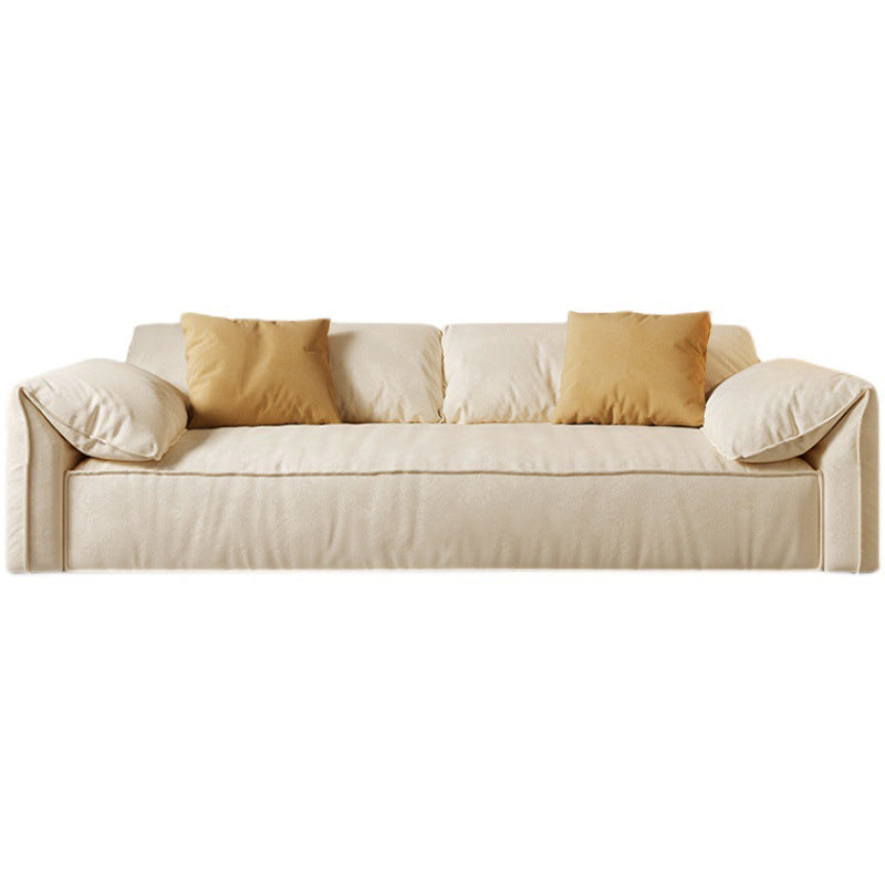Ivory Faux Leather Sofa Wear-resistant Sewn Pillow Back Sofa Clearhalo 'furn' 'furn_sofas' 'Furniture' 'Living Room Furniture' 'Sofa' 'sofas' 5981405