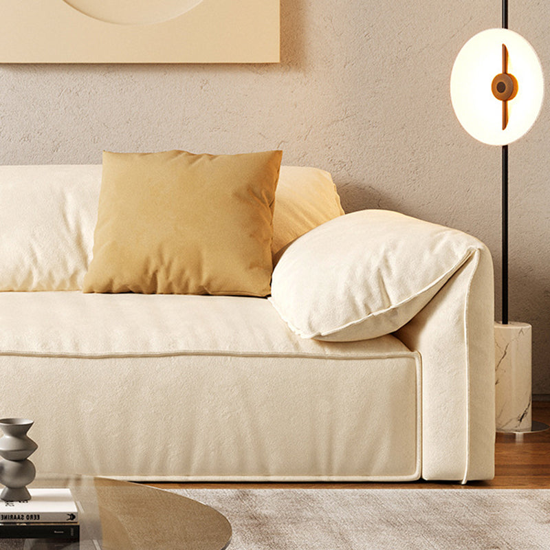 Ivory Faux Leather Sofa Wear-resistant Sewn Pillow Back Sofa Clearhalo 'furn' 'furn_sofas' 'Furniture' 'Living Room Furniture' 'Sofa' 'sofas' 5981406