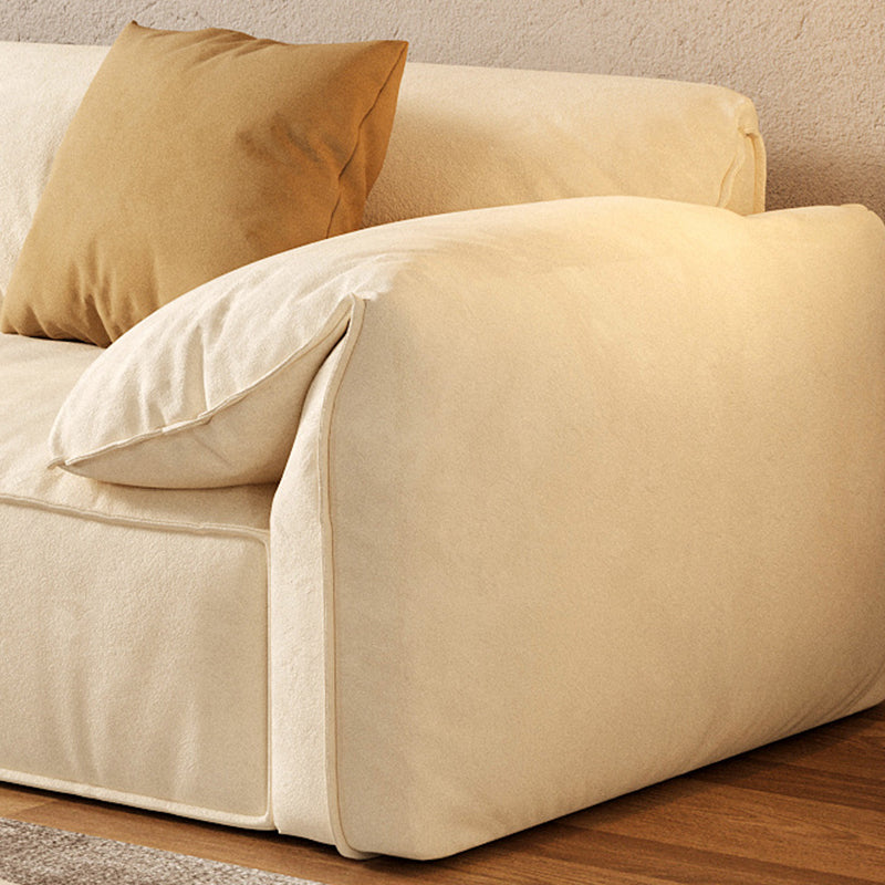 Ivory Faux Leather Sofa Wear-resistant Sewn Pillow Back Sofa Clearhalo 'furn' 'furn_sofas' 'Furniture' 'Living Room Furniture' 'Sofa' 'sofas' 5981407