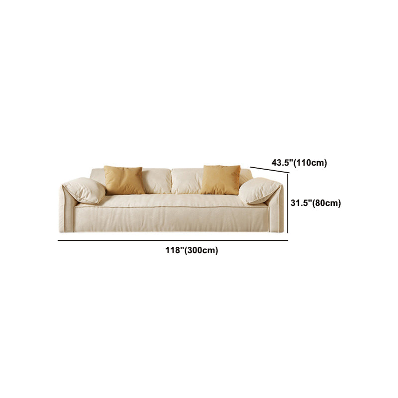 Ivory Faux Leather Sofa Wear-resistant Sewn Pillow Back Sofa Clearhalo 'furn' 'furn_sofas' 'Furniture' 'Living Room Furniture' 'Sofa' 'sofas' 5981412