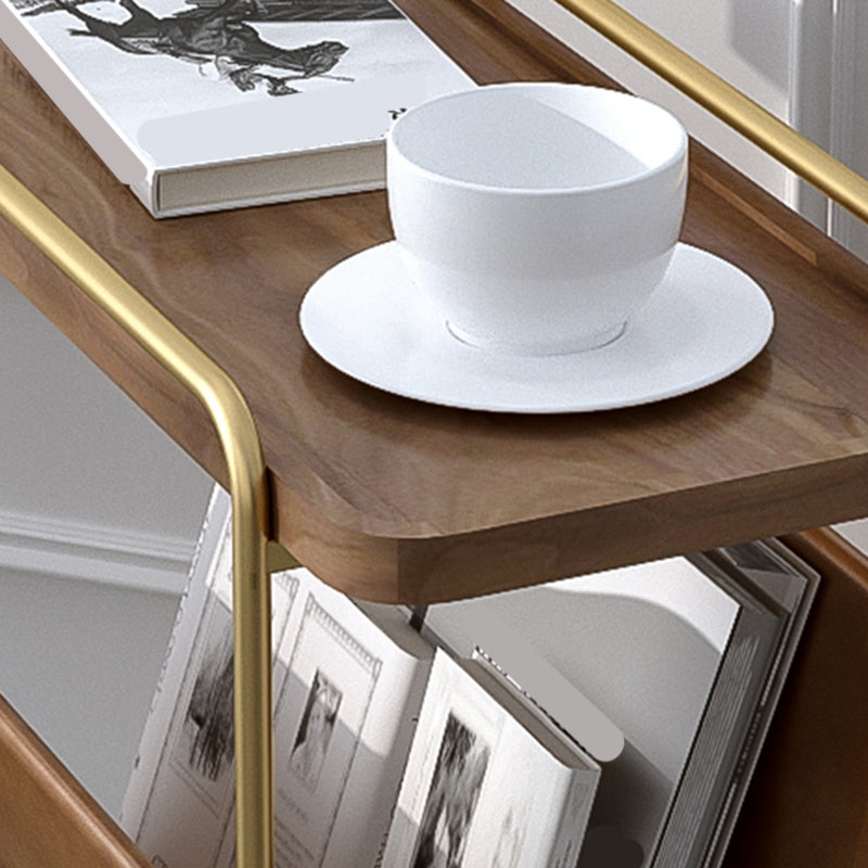 Rectangle Wood Top Side Table Iron Frame End Table with Magazine Holder Clearhalo 'Coffee & Accent Tables' 'End & Side Tables' 'end_side_tables' 'furn' 'furn_end_side_tables' 'Furniture' 'Living Room Furniture' 5981422