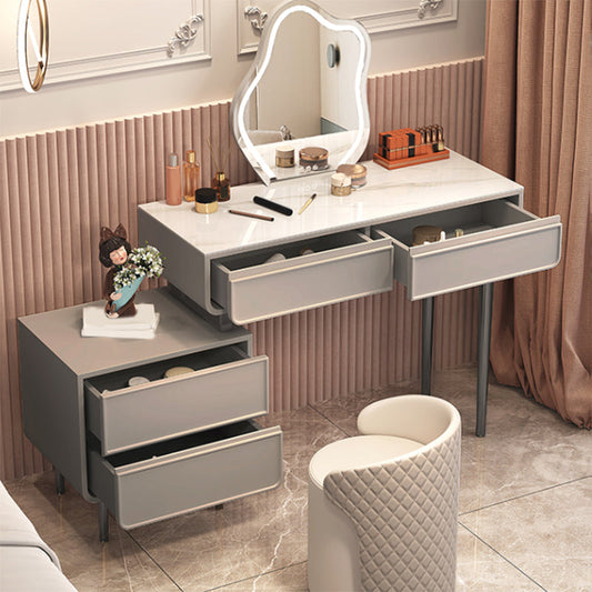 Minimalist Stone Top Vanity Table Modern Makeup Counter with 4 Drawers Clearhalo 'Bedroom Furniture' 'furn' 'furn_makeup_vanities' 'Furniture' 'Makeup Vanities' 'makeup_vanities' 5981454