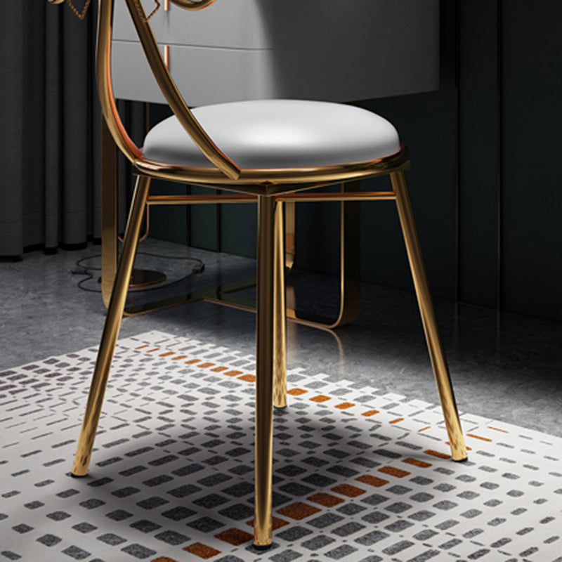 Gray Leather Vanity Makeup Table Set Glam 28.74" H Vanity Table with Storage