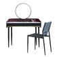 Conjunto de mesa de maquillaje de tocador de piedra simple contemporánea con espejo y taburetes
