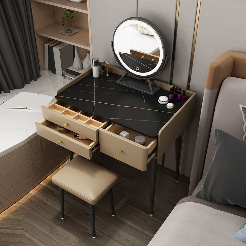 3-Drawer Modern Stone Eitelkeit Make-up-Schminktisch mit Stuhl