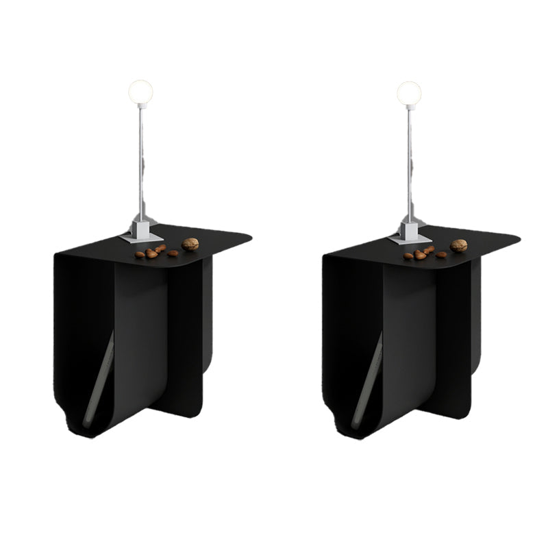 Metal Rectangle Top Side Table 14.96" Tall Abstract Base End Table with Storage Black 2 Clearhalo 'Coffee & Accent Tables' 'End & Side Tables' 'end_side_tables' 'furn' 'furn_end_side_tables' 'Furniture' 'Living Room Furniture' 5981587