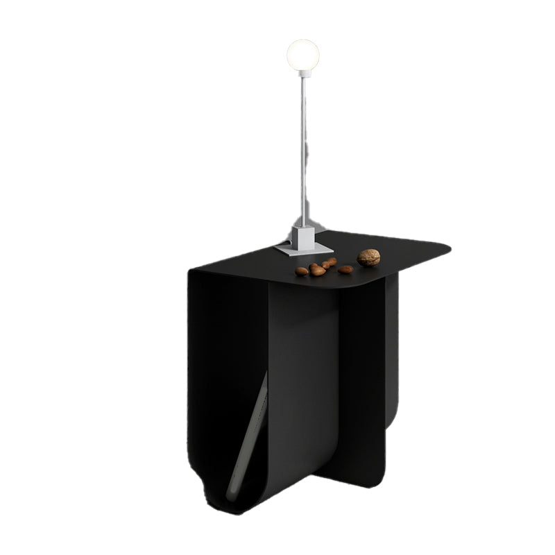 Metal Rectangle Top Side Table 14.96" Tall Abstract Base End Table with Storage Clearhalo 'Coffee & Accent Tables' 'End & Side Tables' 'end_side_tables' 'furn' 'furn_end_side_tables' 'Furniture' 'Living Room Furniture' 5981595