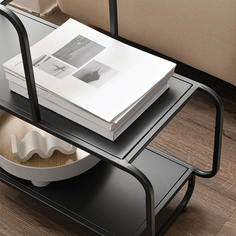 24.4 "背の長方形の上部サイドテーブル棚付き鉄そりのエンドテーブル