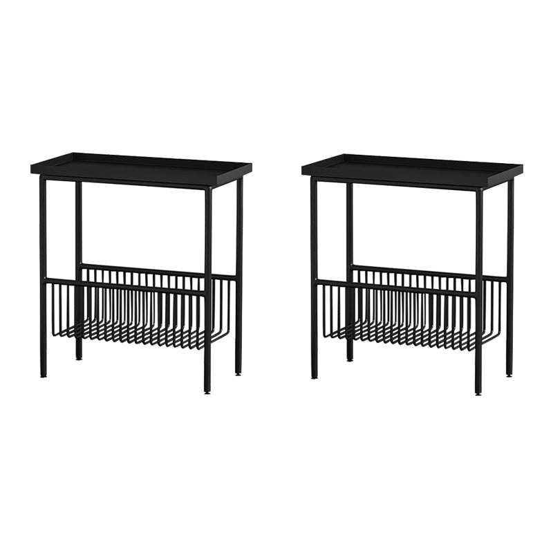 Rectangle Tray Top Side Table 21.65" Tall Iron 4 Legs End Table with Shelf