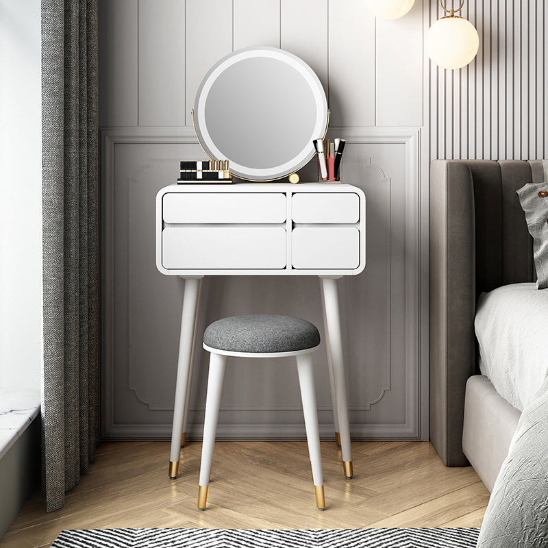 Contemporary Wooden Vanity Set with Stool for Living Room - 31.5" High