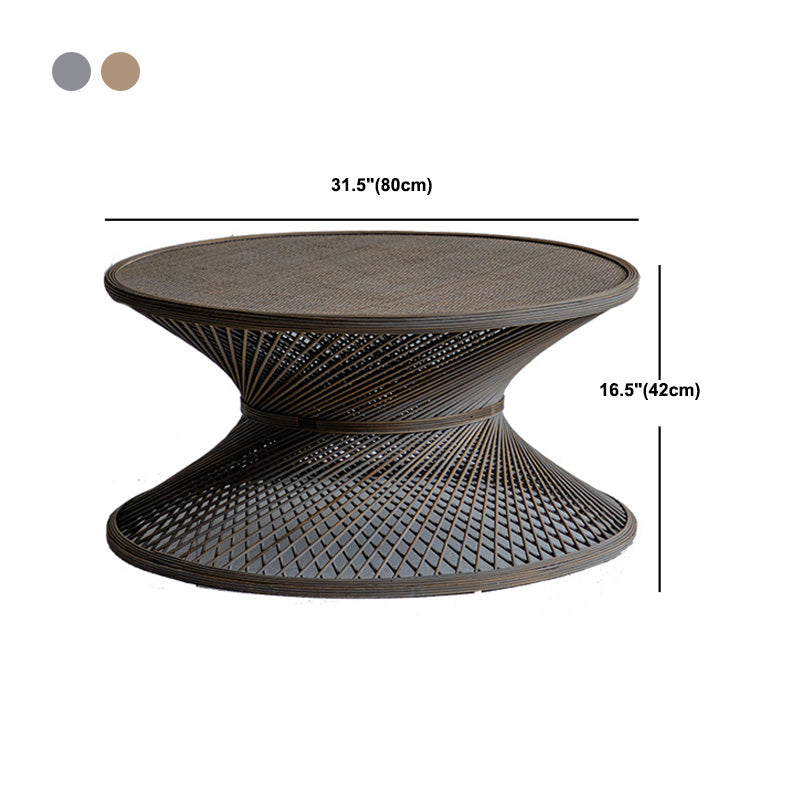 Round Rattan Top Side Table 16.53" /22.05" Tall Wood Pedestal End Table Clearhalo 'Coffee & Accent Tables' 'End & Side Tables' 'end_side_tables' 'furn' 'furn_end_side_tables' 'Furniture' 'Living Room Furniture' 5981801