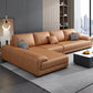 Nordic Faux Leather Stationary Living Room Recessed Arm Seating Orange Left Clearhalo 'furn' 'furn_sectionals' 'Furniture' 'Living Room Furniture' 'Sectionals' 5981878