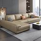 Nordic Faux Leather Stationary Living Room Recessed Arm Seating Khaki Left Clearhalo 'furn' 'furn_sectionals' 'Furniture' 'Living Room Furniture' 'Sectionals' 5981880