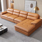 Nordic Stationary Genuine Leather Living Room Recessed Arm Sofa Chaise Orange Right Clearhalo 'furn' 'furn_sectionals' 'Furniture' 'Living Room Furniture' 'Sectionals' 5981905