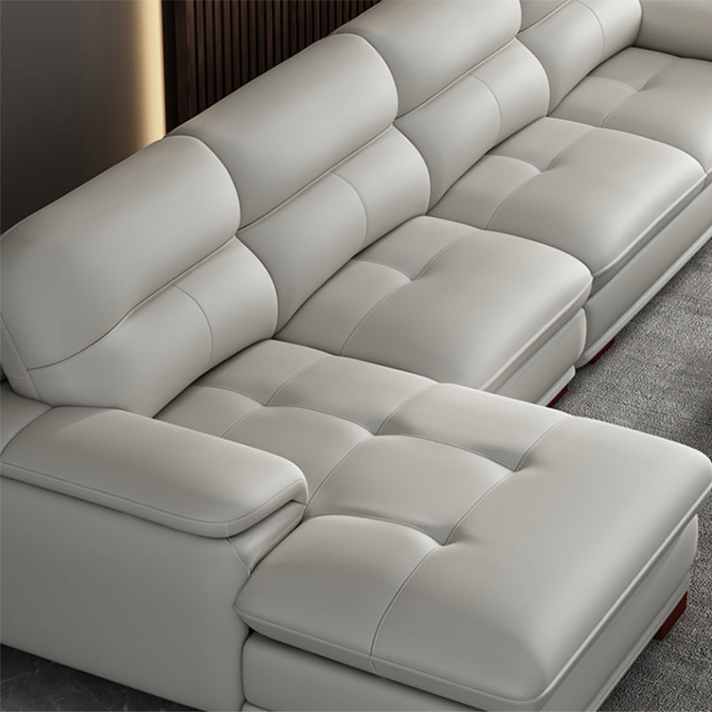 Nordic Stationary Genuine Leather Living Room Recessed Arm Sofa Chaise Clearhalo 'furn' 'furn_sectionals' 'Furniture' 'Living Room Furniture' 'Sectionals' 5981907