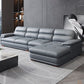 Nordic Stationary Genuine Leather Living Room Recessed Arm Sofa Chaise Gray Blue Right Clearhalo 'furn' 'furn_sectionals' 'Furniture' 'Living Room Furniture' 'Sectionals' 5981910