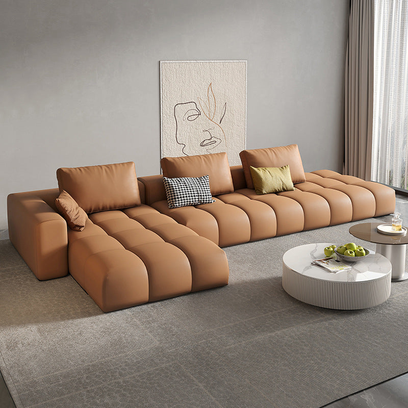 Noordse echte lederen vierkante arm Stationaire woonkamer Bank Chaise