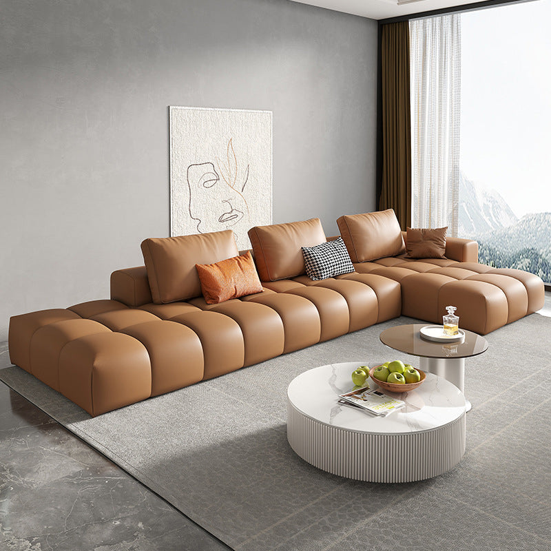 Noordse echte lederen vierkante arm Stationaire woonkamer Bank Chaise