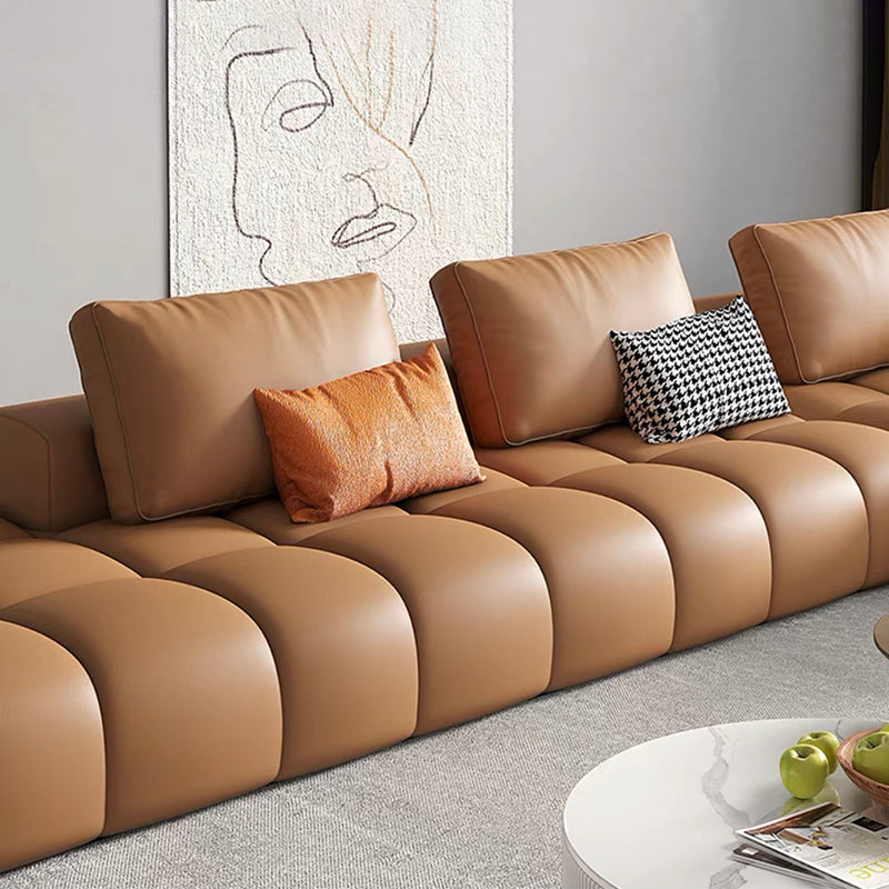 Noordse echte lederen vierkante arm Stationaire woonkamer Bank Chaise