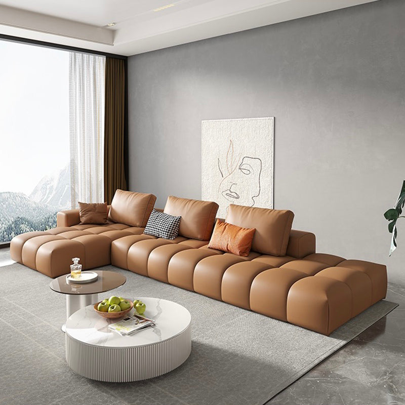 Noordse echte lederen vierkante arm Stationaire woonkamer Bank Chaise