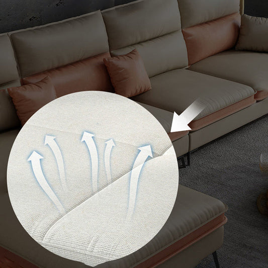 Nordic Faux Leather Stationary Living Room Square Arm Sofa Chaise