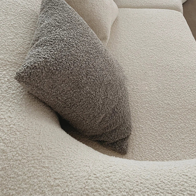 Nordic Stationary Living Room Tuxedo Arm White Curved Sofa Chaise