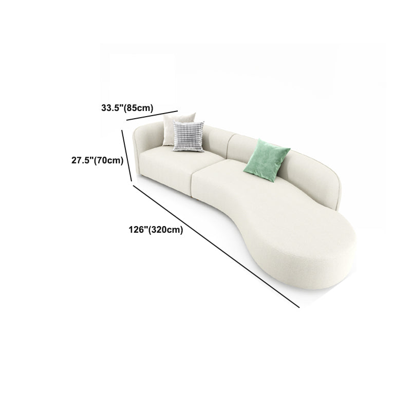 Nordic Stationary Living Room Tuxedo Arm White Curved Sofa Chaise