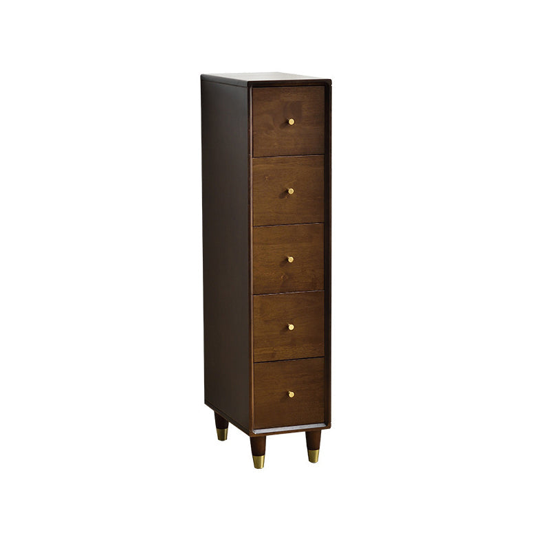 Modern Wood Cabinet Straight Legs Knobs Side Cabinet with Drawer 10"L x 16"W x 43"H Dark Walnut Clearhalo 'Cabinets & Chests' 'cabinets_chests' 'furn' 'furn_cabinets_chests' 'Furniture' 'Living Room Furniture' 5982029