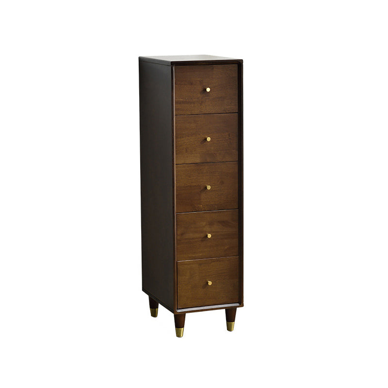 Modern Wood Cabinet Straight Legs Knobs Side Cabinet with Drawer 12"L x 16"W x 43"H Dark Walnut Clearhalo 'Cabinets & Chests' 'cabinets_chests' 'furn' 'furn_cabinets_chests' 'Furniture' 'Living Room Furniture' 5982030
