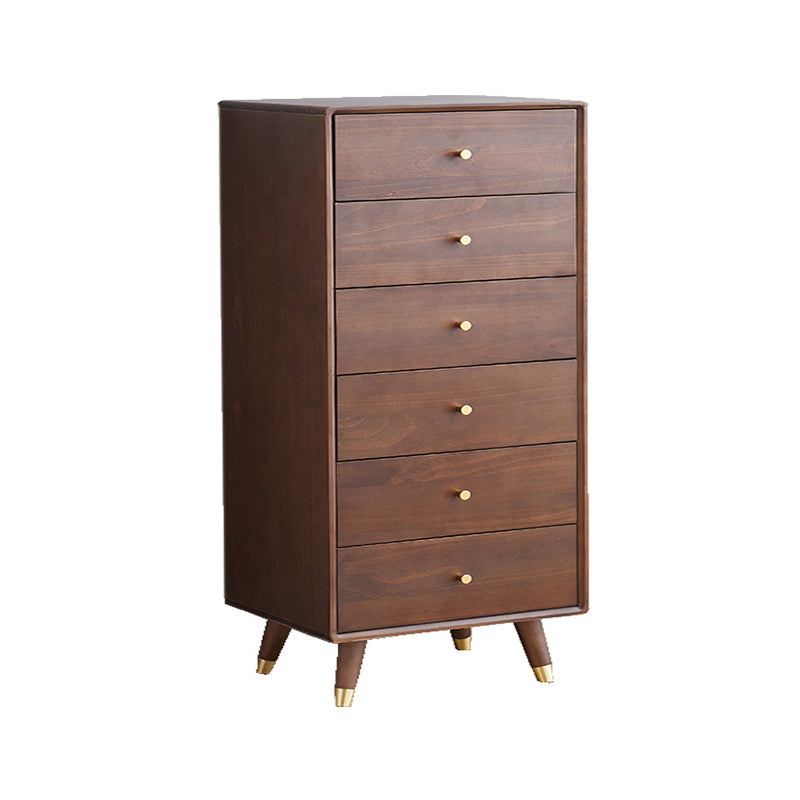 Modern Wood Cabinet Straight Legs Knobs Side Cabinet with Drawer 27.6"L x 15.7"W x 50.4"H Dark Walnut Clearhalo 'Cabinets & Chests' 'cabinets_chests' 'furn' 'furn_cabinets_chests' 'Furniture' 'Living Room Furniture' 5982034
