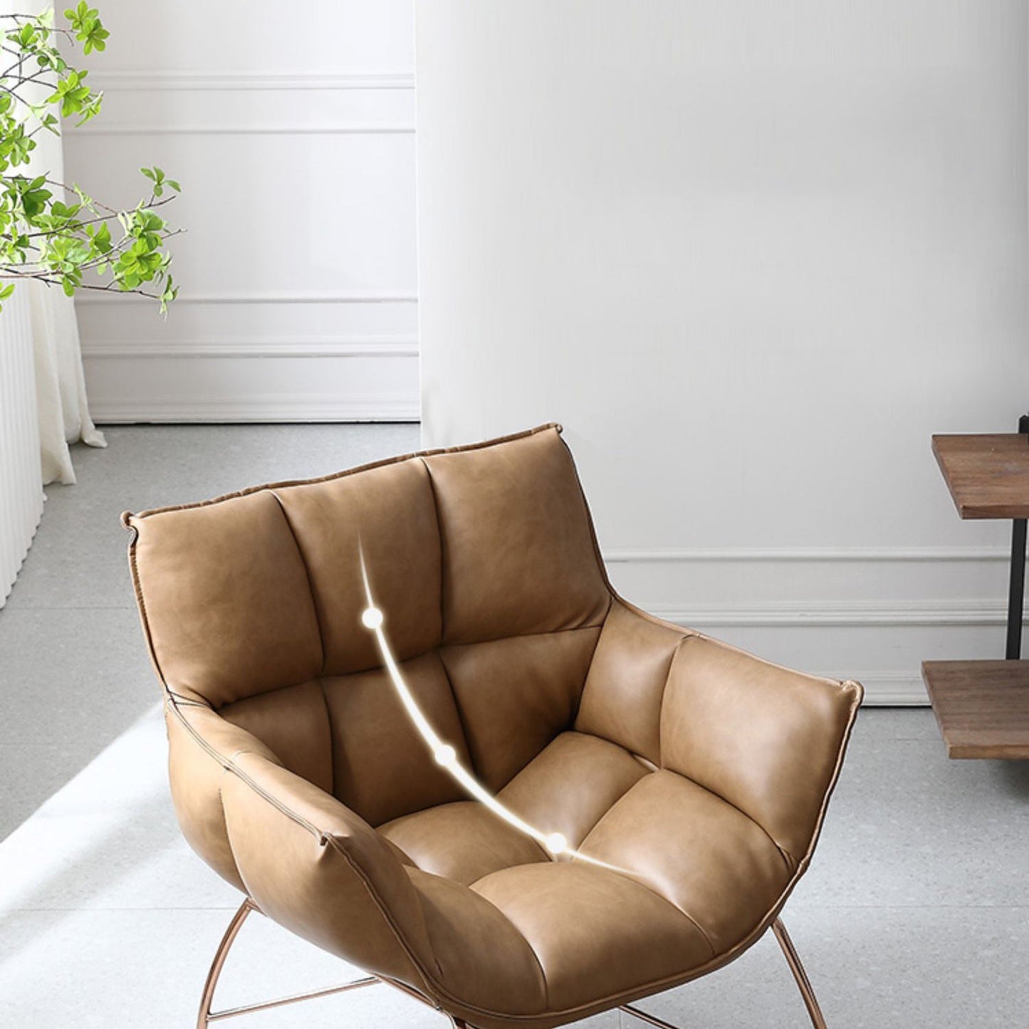 Faux Leather Arm Chair 27.55" Wide Arms Included Accent Chair with Biscuit Back