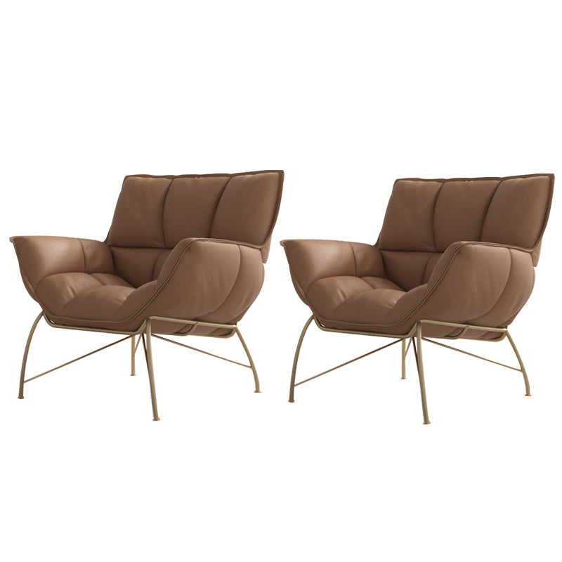 Faux Leather Arm Chair 27.55" Wide Arms Included Accent Chair with Biscuit Back